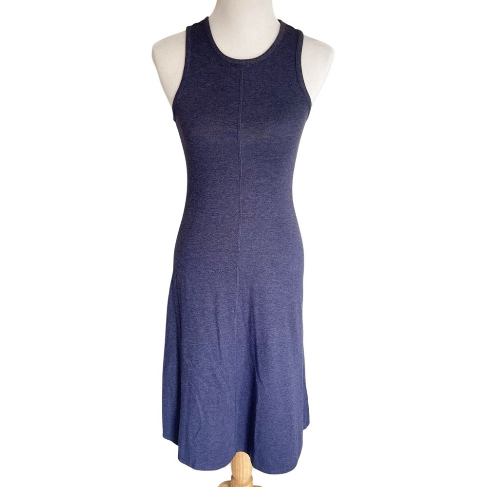 Lunya Restore Fitted Tank Dress Size S Navy Round Neck Midi Pima Cotton Blend